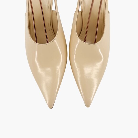 Givenchy Show Beige Leather Slingback Pointed Toe Pumps Heels Size 38 US 8 - Picture 4 of 15